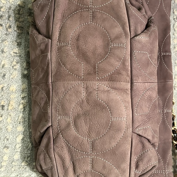 Suede!!!! Coach Gray embossed Coach hobo with lizard strap and chain - Picture 5 of 9